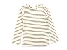 Petit Piao soft sand/off white striped modal t-shirt